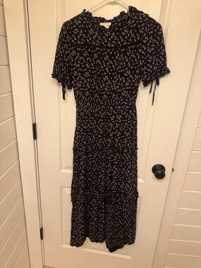 Bohme Black Floral Ruffle Maxi Dress